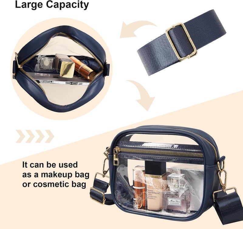 Fibrdoo Clear Bag Stadium Approved, Leather Clear Crossbody Purse Bag for Concerts Sports Events Festivals - Image 4